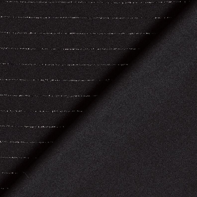 Tecido para calças stretch Riscas de giz brilho – preto/prata metálica,  image number 4