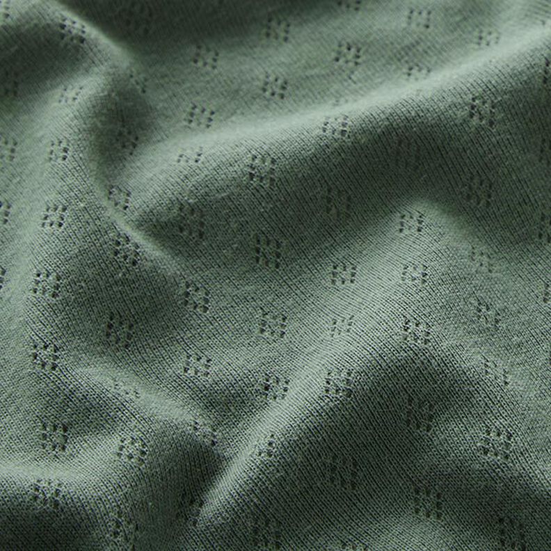 Jersey malha fina com padrão perfurado – verde escuro,  image number 2