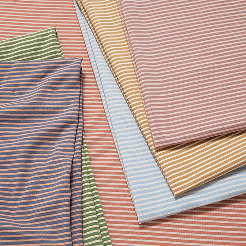 Jersey de algodão Riscas estreitas – anémona/terracota,  image number 5