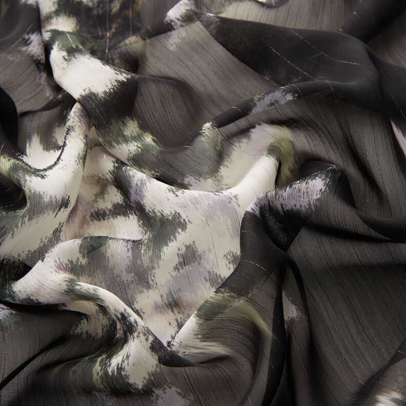 Chiffon Riscas de giz brilhantes Look Batik – preto/branco,  image number 2