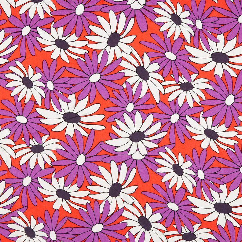 Cetim Flores expressivas – laranja/vermelho violeta médio,  image number 1