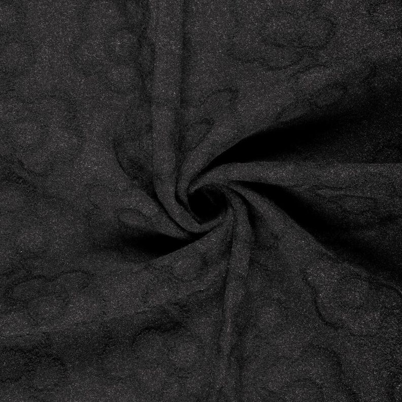 Tecido para sobretudos Flores em relevo – preto,  image number 3