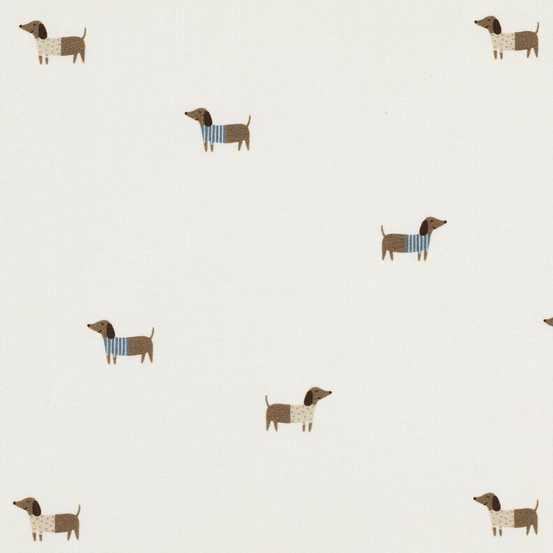 Jersey de algodão Cães salsicha felizes – marfim,  image number 1