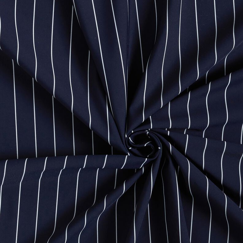 Tecido para calças Stretch Riscas de giz – azul-noite/branco,  image number 3