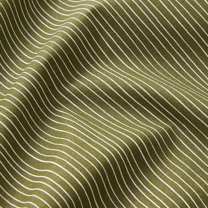 Tecido de algodão Cretone Linhas delicadas – oliva escura/branco,  image number 2
