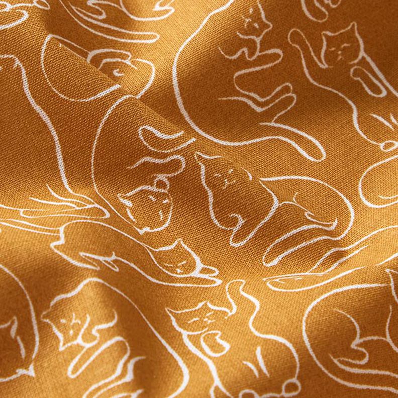 Tecido de algodão Cretone Gatos brincalhões – amarelo-caril,  image number 2
