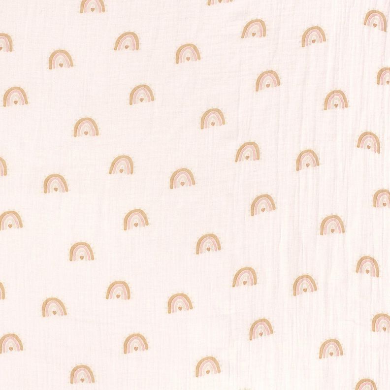 Musselina/ Tecido plissado duplo Aguarela Arco-íris Impressão Digital – marfim,  image number 1