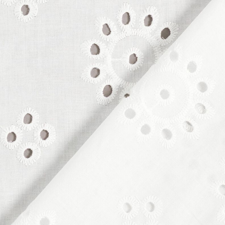 Tecido de algodão Bordado inglês floral – branco,  image number 4