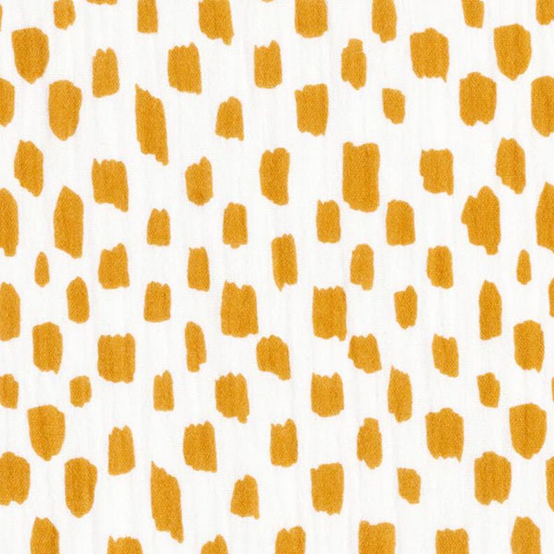Musselina/ Tecido plissado duplo Xadrez e manchas – branco/amarelo-caril,  image number 1