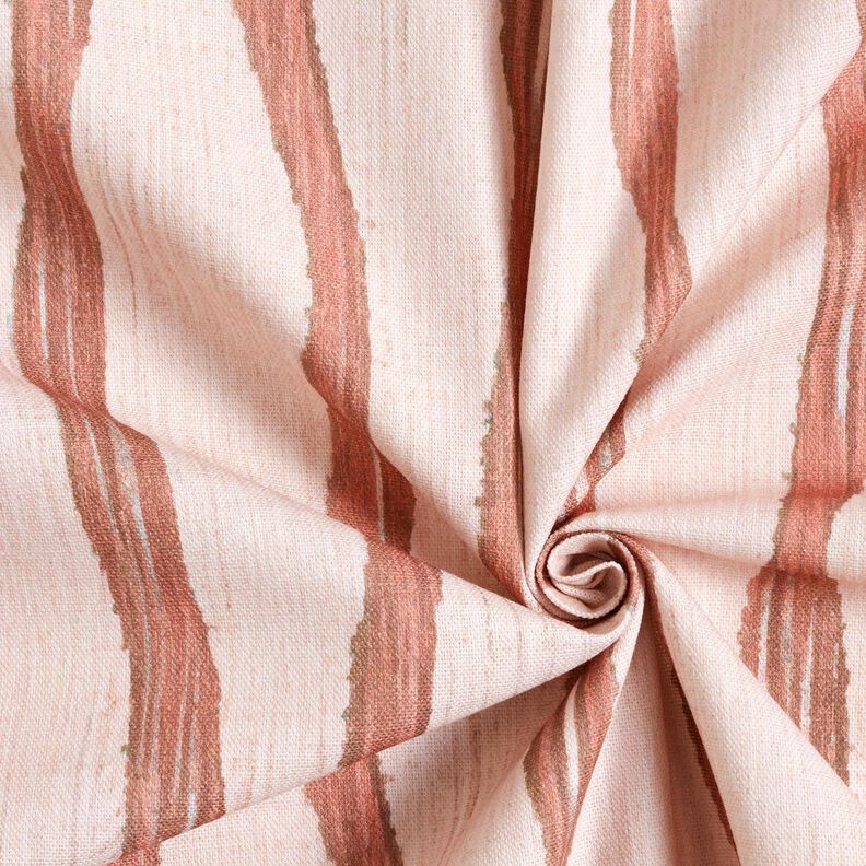 Tecido para decoração Meio linho Panamá Riscas onduladas – vermelho/rosé,  image number 3