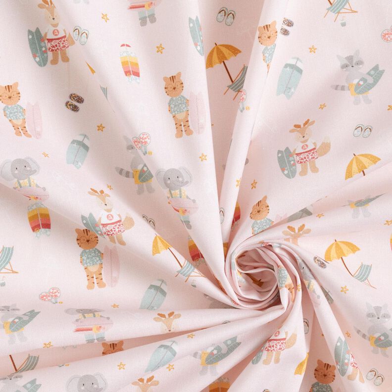 Popelina de algodão Bio Animais surfistas – rosé,  image number 3