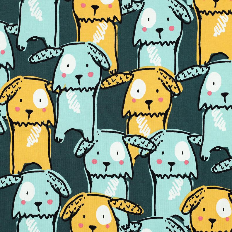 Jersey de algodão Cães de orelhas caídas | Poppy Fabrics – verde escuro,  image number 1