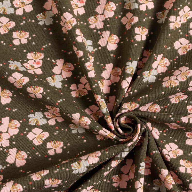 Jersey de algodão Florzinhas engraçadas – caqui,  image number 3