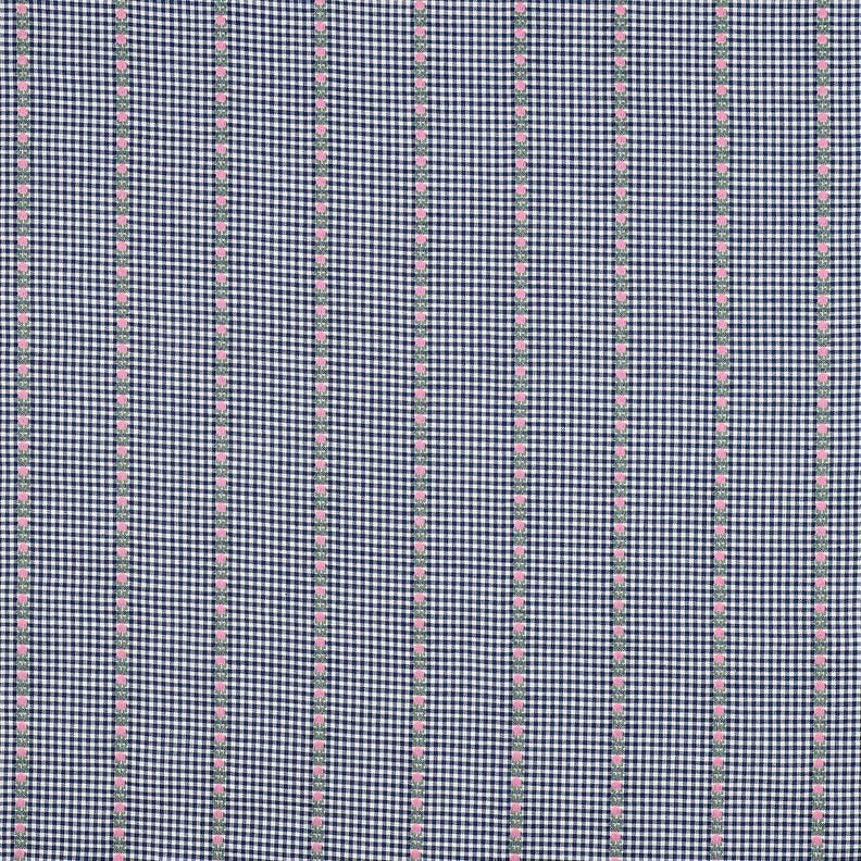 Tecido de algodão Jacquard Xadrez e flores – azul-oceano/branco,  image number 1