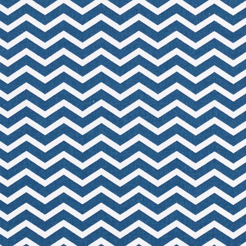 Tecido de algodão Cretone Ziguezague – azul-marinho/branco,  image number 1
