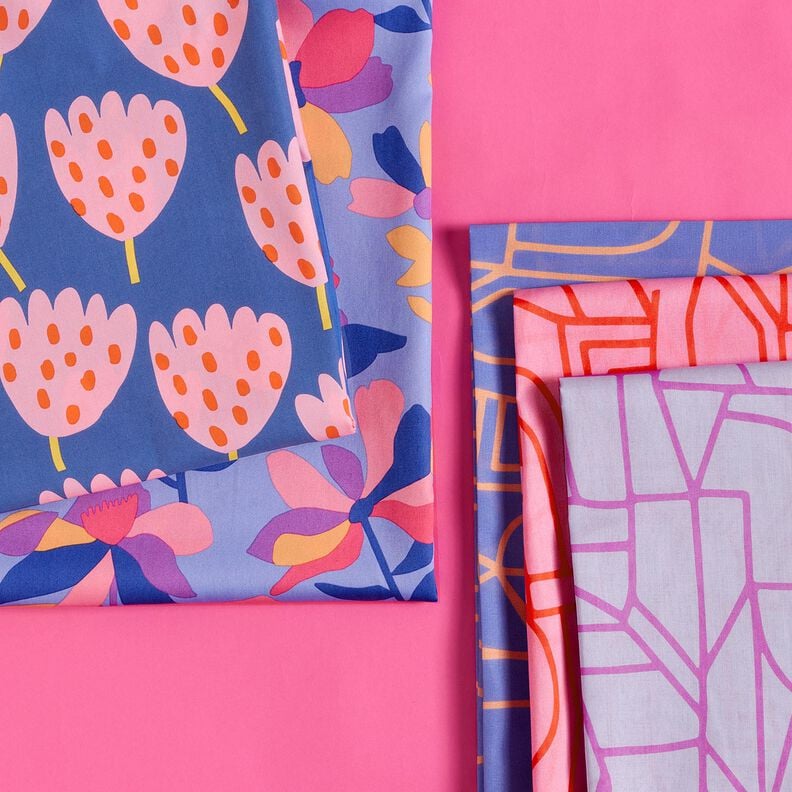 Cetim de algodão Cloverdale | Nerida Hansen – azul violeta/vermelho violeta médio,  image number 5