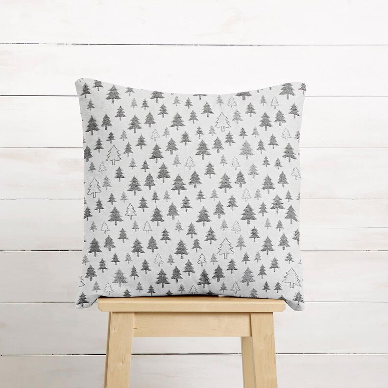 Tecido para decoração Jacquard Pinheiros brilhantes – antracite/prateado,  image number 6