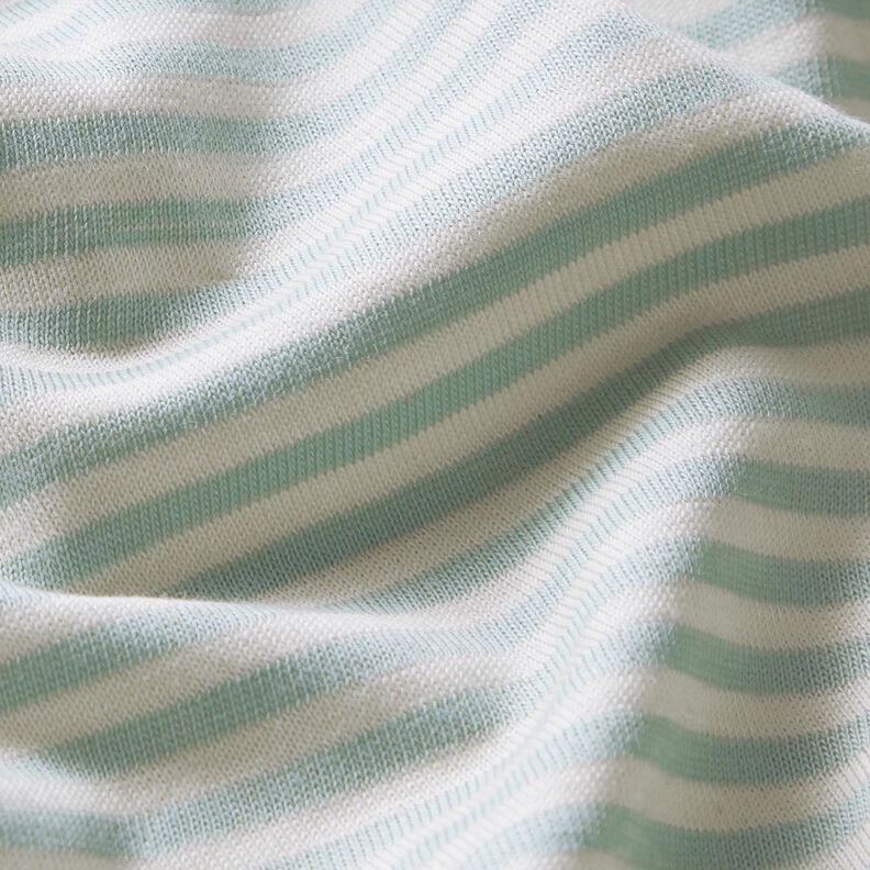 Jersey de algodão Riscas estreitas – branco sujo/menta clara,  image number 2