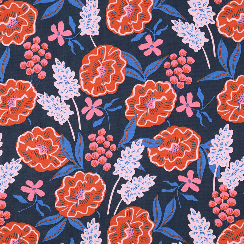 Popelina de algodão Fresh Flowers | Nerida Hansen – azul-noite,  image number 1