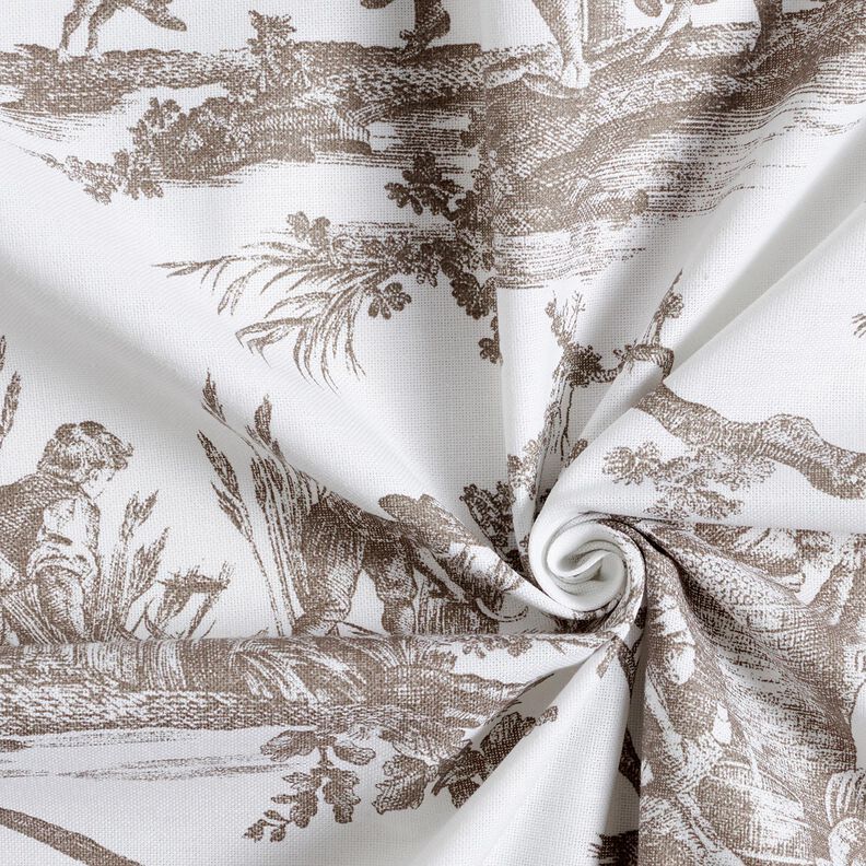 Tecido para decoração Meio linho Panamá Dançarinos felizes 280 cm – taupe/branco,  image number 3