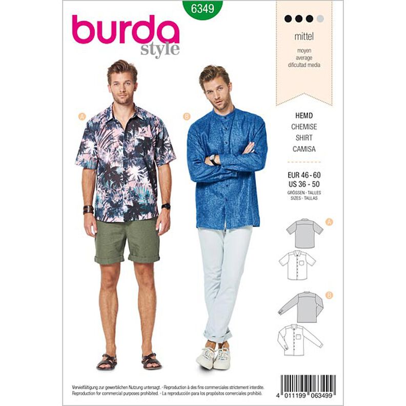 Camisa para homem, Burda 6349 | 46 - 60,  image number 1