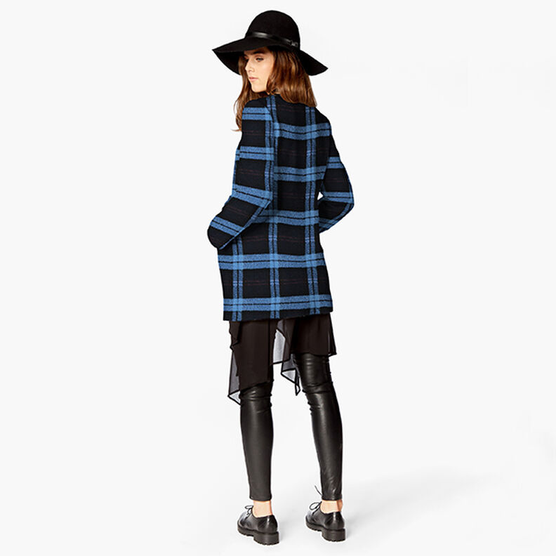 Tecido para sobretudos Xadrez Loops &ndash; preto/azul,  image number 5