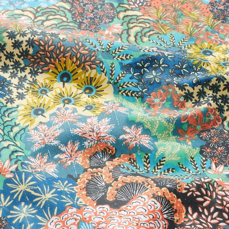 Algodão revestido Mar de flores – azul-oceano/terracota,  image number 3