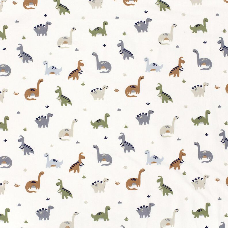 Jersey de algodão Dinossauros felizes – marfim/verde amarelado,  image number 1