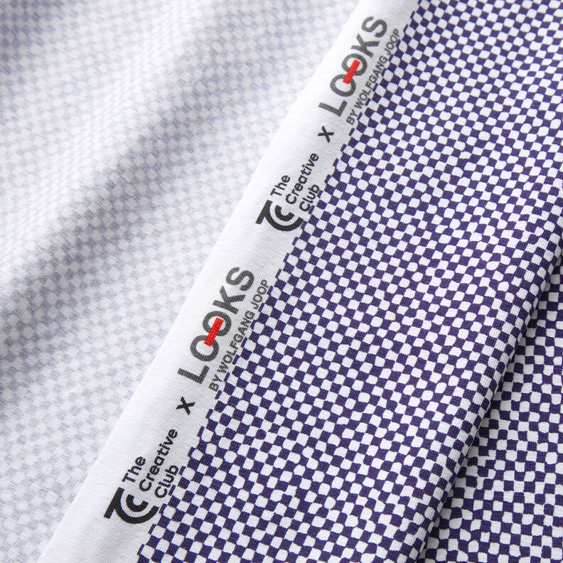 GOTS Jersey de algodão Xadrez Mini | TCC x LOOKS by Wolfgang Joop – azul violeta/branco,  image number 4