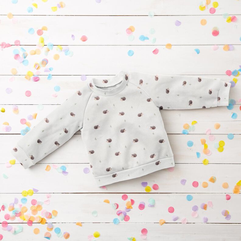 GOTS French Terry Sweat de verão Pequenos ouriços Impressão Digital – marfim,  image number 6