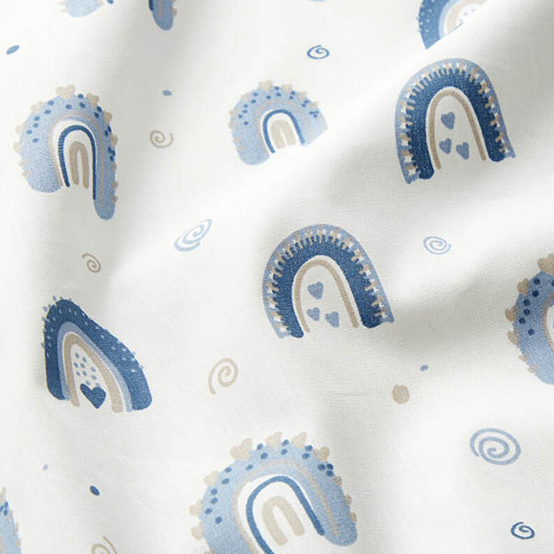 Tecido de algodão Popelina Lindos arco-íris – azul/branco,  image number 2