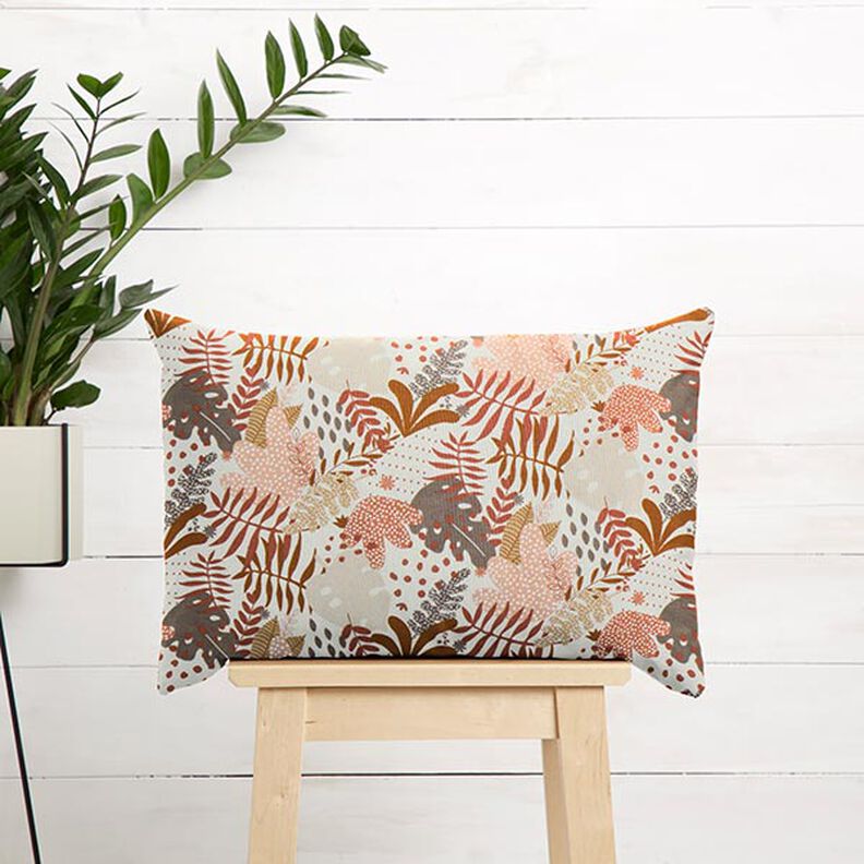 Tecido de algodão Cretone Plantas da selva abstratas – terracota/damasco,  image number 8