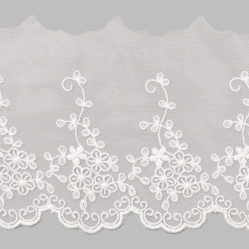 Tule de renda Flor (120 mm) – branco,  image number 1