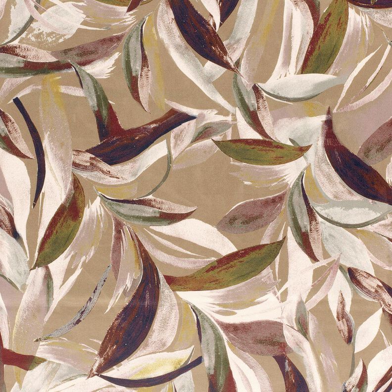 Tecido aveludado elástico Folhas entrançadas – mocca/bordô,  image number 1