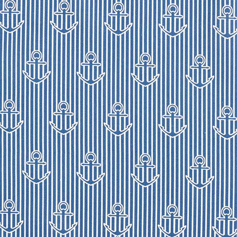 Tecido para decoração Meio linho Panamá Âncora – azul-oceano/branco,  image number 1