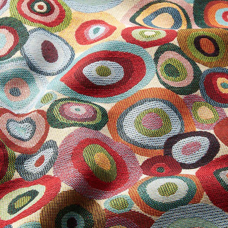 Tecido para decoração Gobelina Círculos coloridos – bege claro/carmin,  image number 2