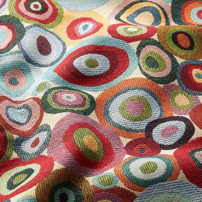 Tecido para decoração Gobelina Círculos coloridos – bege claro/carmin, 