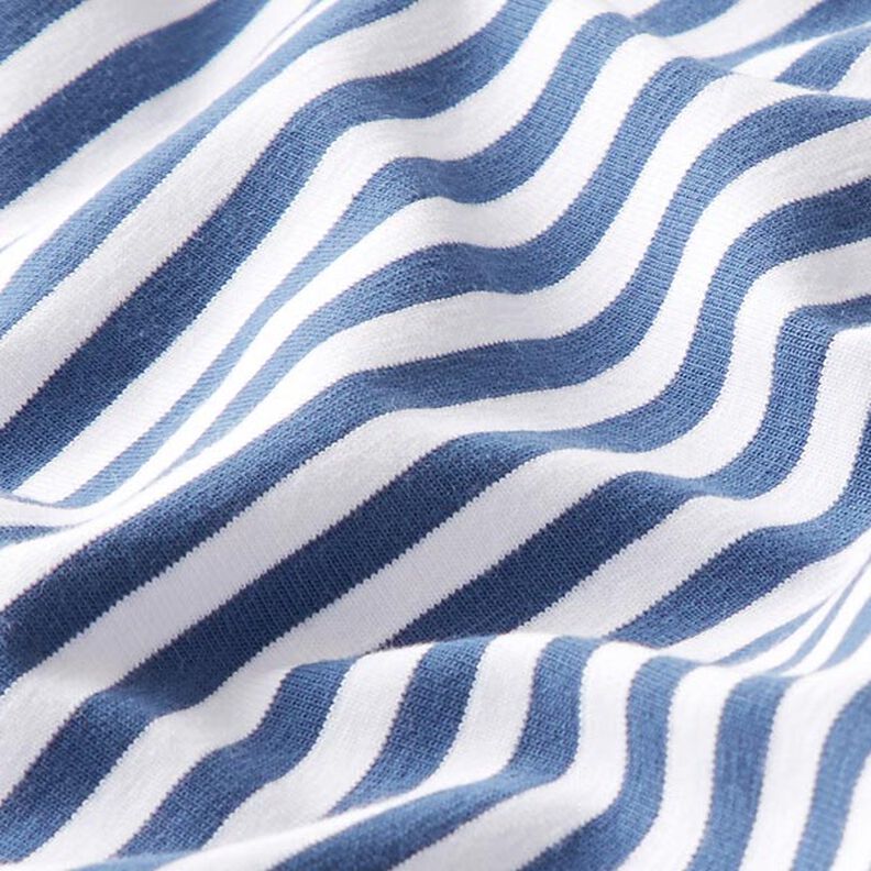 Jersey de algodão Riscas estreitas – azul ganga/branco,  image number 2