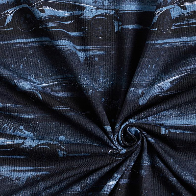 Jersey de algodão Carro de corrida Impressão Digital – preto azulado,  image number 3