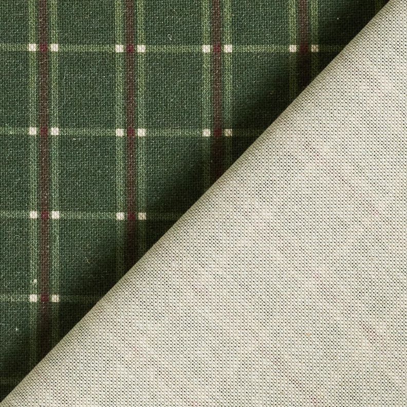 Tecido para decoração Meio linho Panamá Xadrez elegante – verde pinheiro/carmin,  image number 4