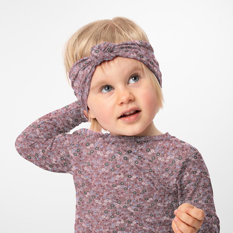 Jersey de algodão Prado de flores na floresta Impressão Digital – rosa-velho escuro,  image number 5