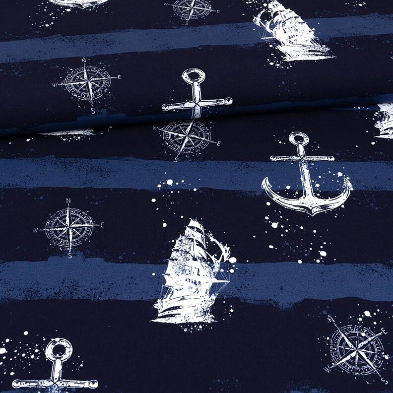 Jersey de algodão Âncoras e navios | Glitzerpüppi – azul-marinho,  image number 2