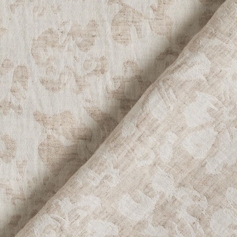Musselina/ Tecido plissado duplo Mix de linho Flores – amêndoa,  image number 4