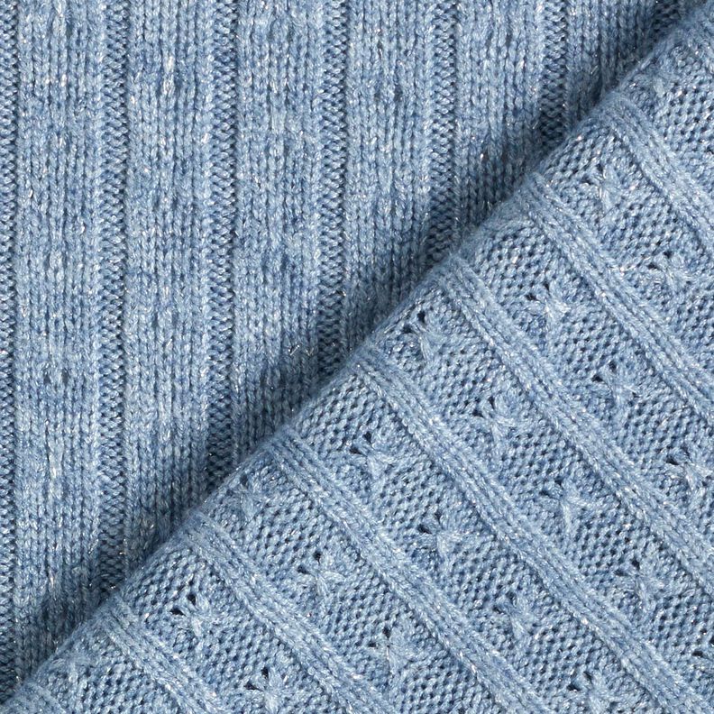 Tecido de malha Ajour Riscas brilhantes requintadas – azul claro,  image number 4