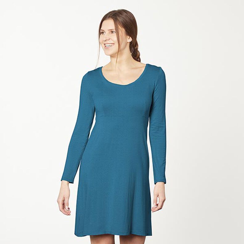 Jersey de algodão médio liso – azul petróleo,  image number 6