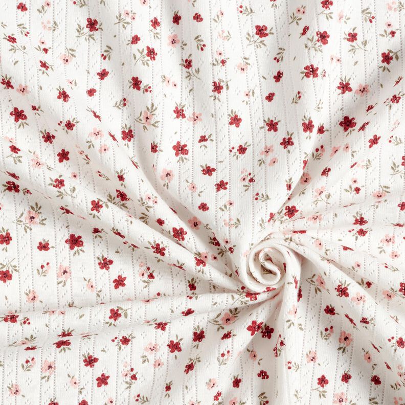 Ajour Jersey de algodão Florzinhas – marfim,  image number 3