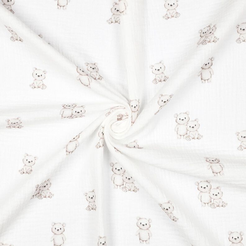GOTS Musselina/ Tecido plissado duplo Ursos amigáveis Impressão Digital | Poppy Fabrics –,  image number 3