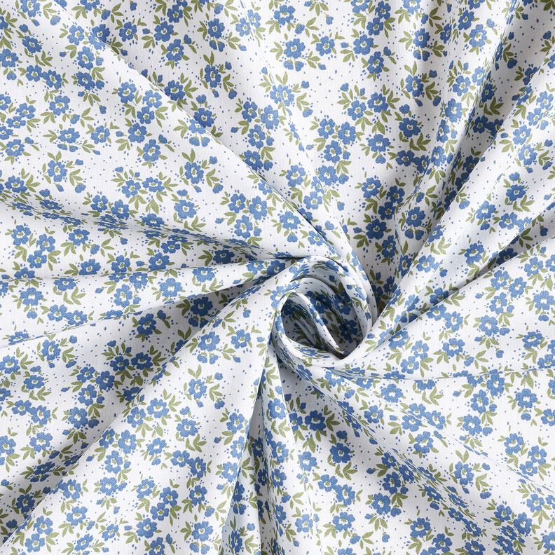 Popelina de algodão Mar de florzinhas – azul ganga/branco,  image number 3