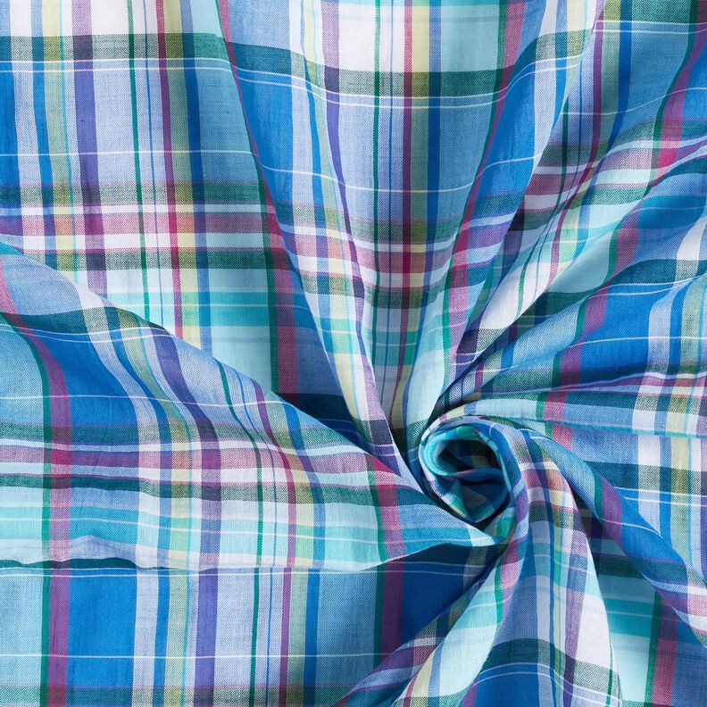 Mistura leve de algodão Xadrez colorido – azul,  image number 3