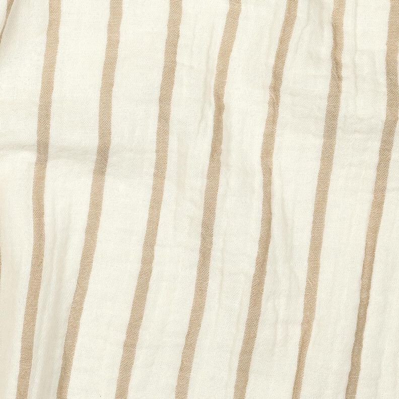Musselina/ Tecido plissado duplo Riscas de fios tingidos  | Poppy Fabrics – amêndoa/branco sujo,  image number 2